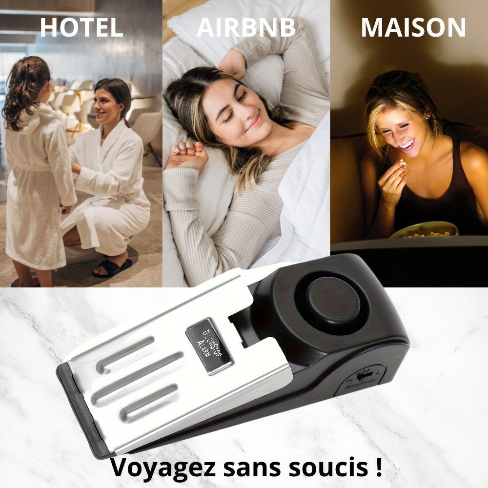 AlarmBlocker™ | Votre Compagnon de Sécurité en Voyage | Léger & Facile à Installer pour Hôtels et Airbnb